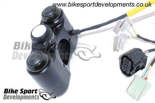 Yamaha R1 2015 onward - 3 way Shell clamp bar mount - Standard and kit systems - left handlebar switch assembly - Up Select Down