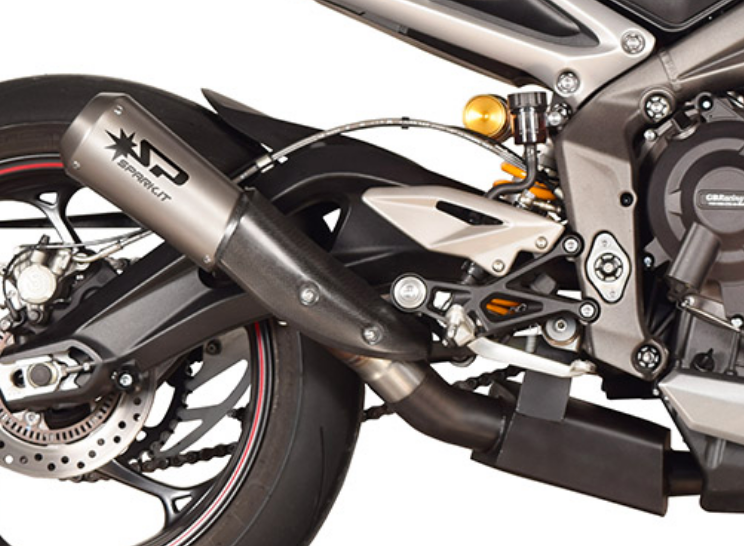 Triumph Street Triple 765R / RS / S 2020-22 Spark Stainless Steel Box & HIGH MotoGP Slip On (Homologated)